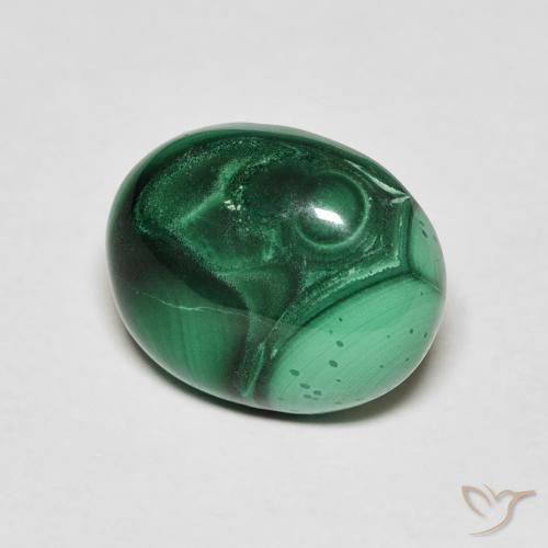6.65克拉天然绿色孔雀石，椭圆形切割，12.4×10.1毫米，不透明