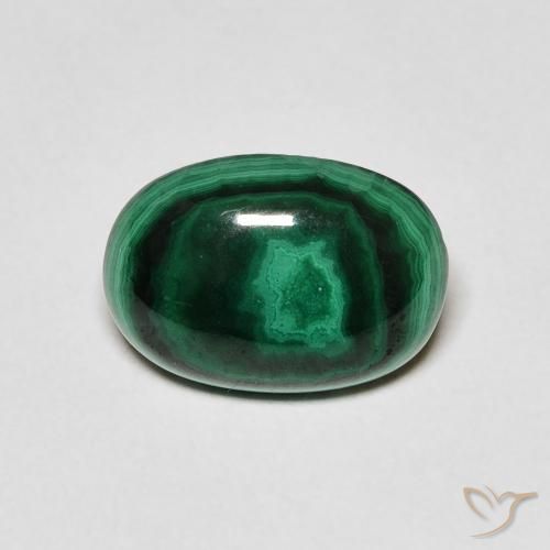 3.01ct 天然 暗绿色 孔雀石, 椭圆形, 不透明