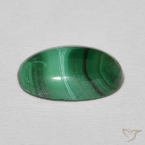 2.16克拉天然绿色孔雀石，椭圆形切割，10.1×6.9毫米，不透明