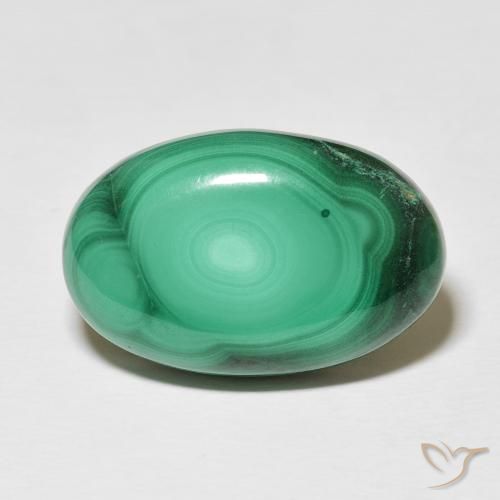 24.61ct 天然 中绿色 孔雀石, 椭圆形, 不透明