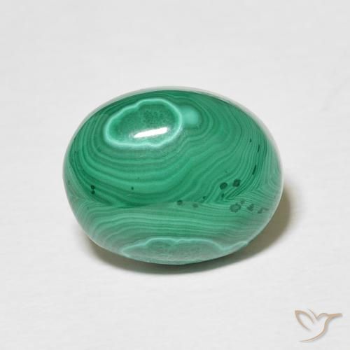 4.33克拉天然绿色孔雀石，椭圆形切割，11×8.8毫米，不透明