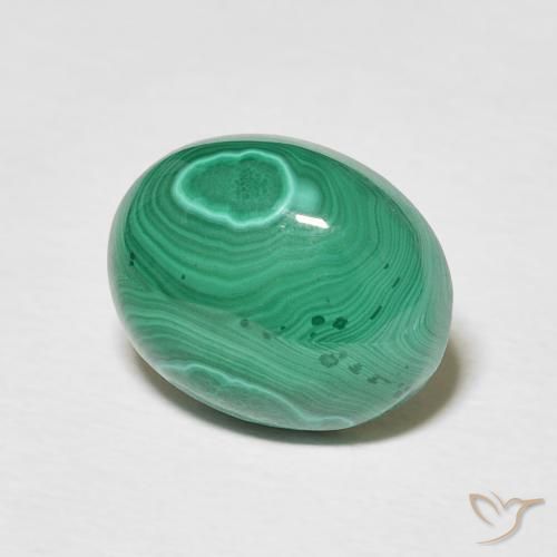 4.33克拉天然绿色孔雀石，椭圆形切割，11×8.8毫米，不透明
