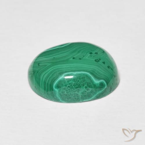4.33克拉天然绿色孔雀石，椭圆形切割，11×8.8毫米，不透明