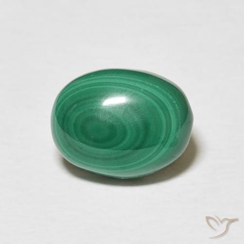 3.58ct 天然 多色绿色 孔雀石, 椭圆形, 不透明