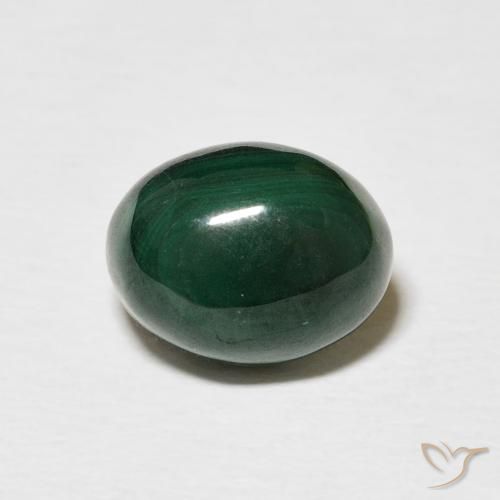 4.66ct 天然 暗绿色 孔雀石, 椭圆形, 不透明
