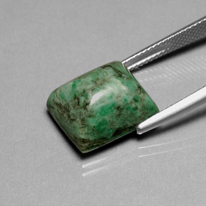 13.00克拉天然绿色抹西西玉，长方形切工，14×11.9毫米，不透明
