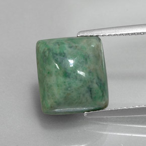 6.10克拉天然绿色抹西西玉，长方形切工，11.1×10毫米，不透明