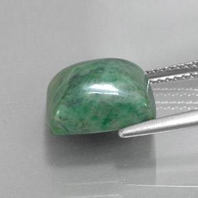 6.10克拉天然绿色抹西西玉，长方形切工，11.1×10毫米，不透明