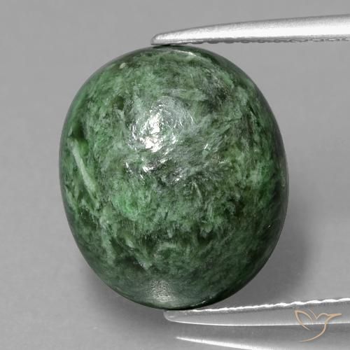 9.55ct 天然 淡松绿色 莫坐坐, 椭圆形, 不透明