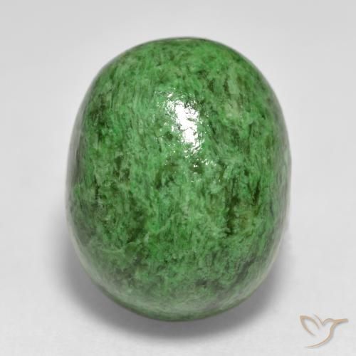 15.24ct 天然 暗绿色 莫坐坐, 椭圆形, 不透明