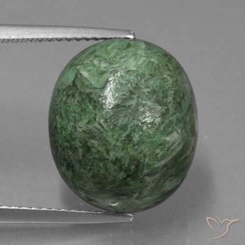 14.49ct 天然 深灰绿色 莫坐坐, 椭圆形, 不透明