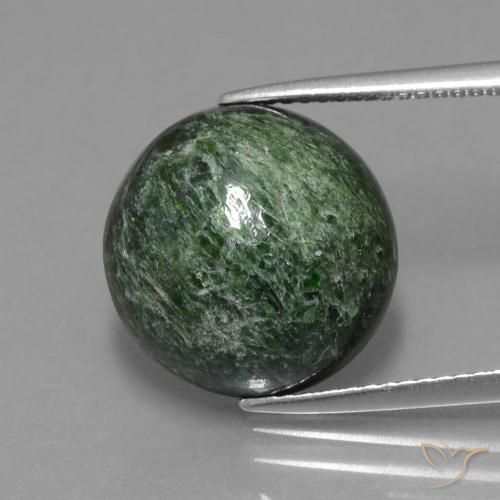 10.46ct 天然 暗绿色 莫坐坐, 圆形的, 不透明