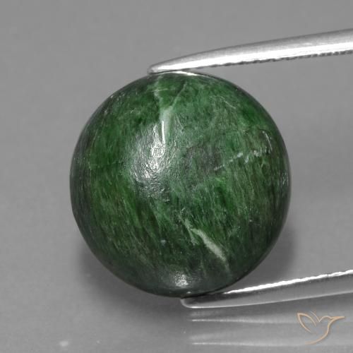 12.01ct 天然 深绿色 莫坐坐, 圆形的, 不透明