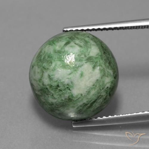 11.85ct 天然 暖苔绿 莫坐坐, 圆形的, 不透明
