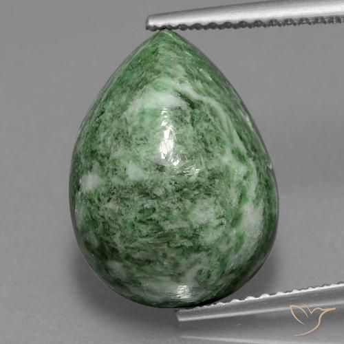 12.27ct 天然 鼠尾草绿 莫坐坐, 梨形, 不透明