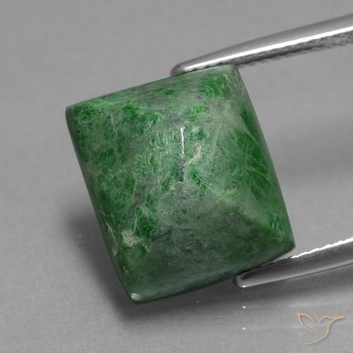15.09ct 天然 深绿色 莫坐坐, 狭长方形, 不透明