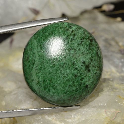 32.74ct 天然 深绿色 莫坐坐, 圆形的, 不透明