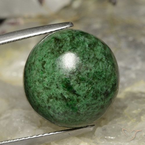 19.60ct 天然 深绿色 莫坐坐, 圆形的, 不透明