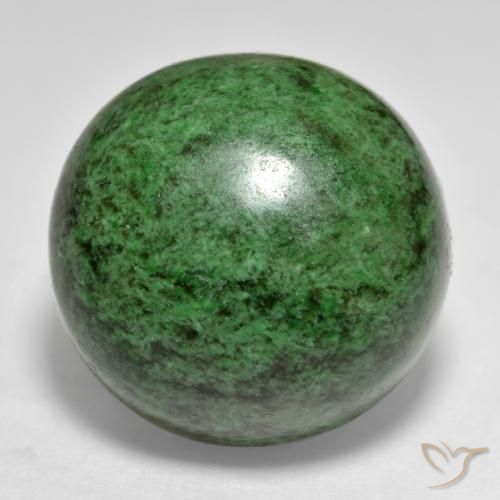 34.00ct 天然 暗绿色 莫坐坐, 圆形的, 不透明