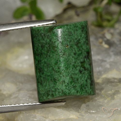 16.56ct 天然 深绿色 莫坐坐, 狭长方形, 不透明