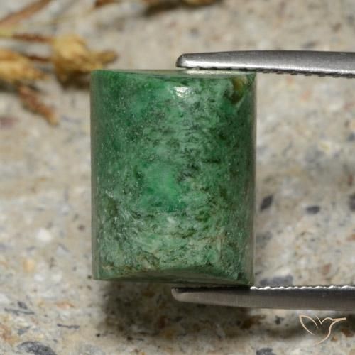 11.45ct 天然 淡松绿色 莫坐坐, 狭长方形, 不透明