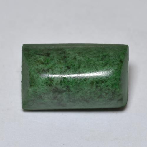 11.12克拉天然绿色抹西西玉，长方形切工，14.6×9毫米，不透明