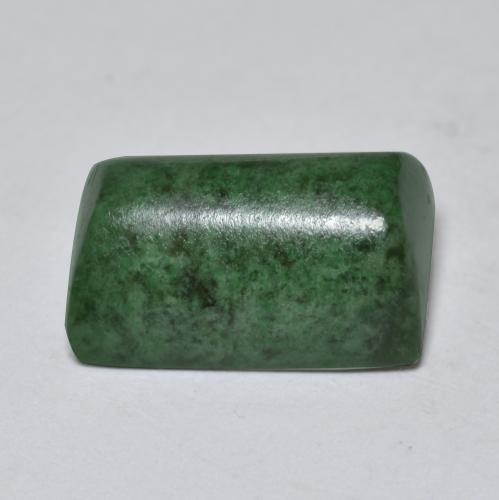 11.12克拉天然绿色抹西西玉，长方形切工，14.6×9毫米，不透明