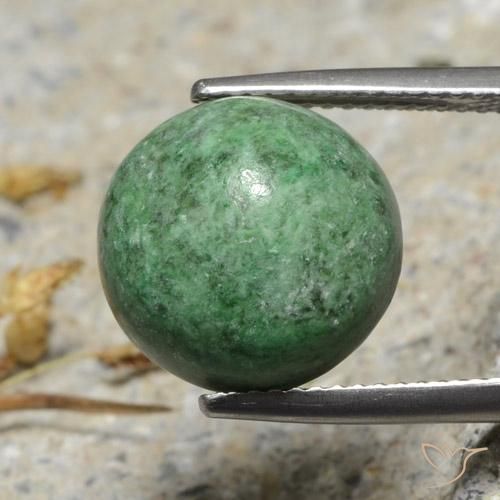 9.30ct 天然 淡松绿色 莫坐坐, 圆形的, 不透明