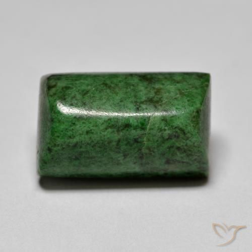 11.12ct 天然 暗绿色 莫坐坐, 狭长方形, 不透明