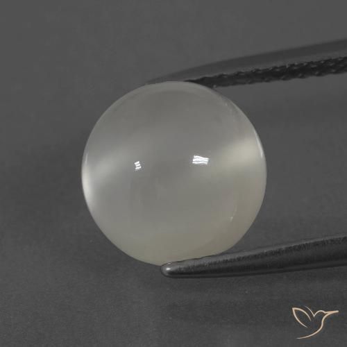 3.52ct 天然 暖白 月长石, 圆形的, 半透明
