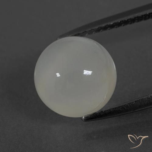 3.19ct 天然 暖白 月长石, 圆形的, 半透明