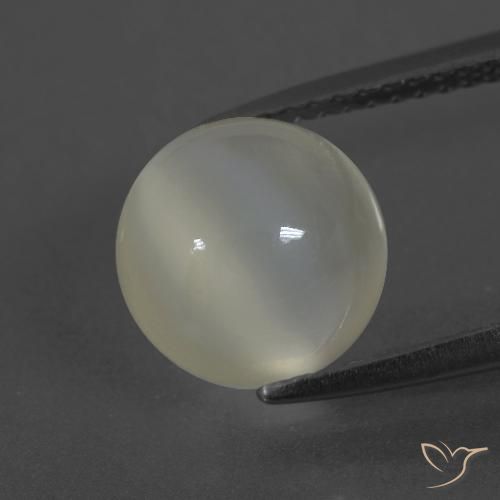 3.44ct 天然 暖白 月长石, 圆形的, 半透明