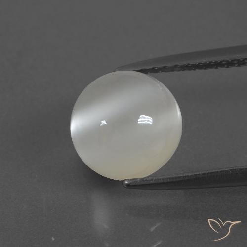 2.94ct 天然 暖白 月长石, 圆形的, 半透明