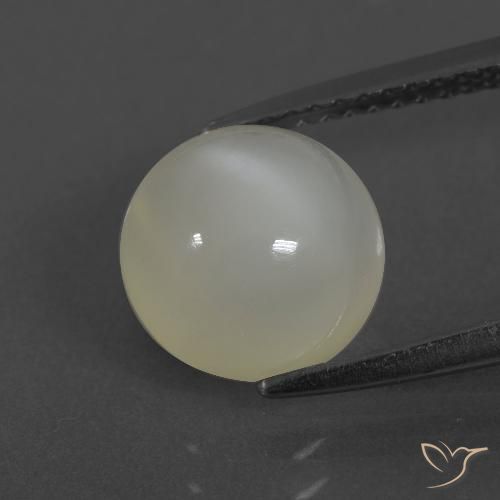 2.86ct 天然 暖白 月长石, 圆形的, 半透明