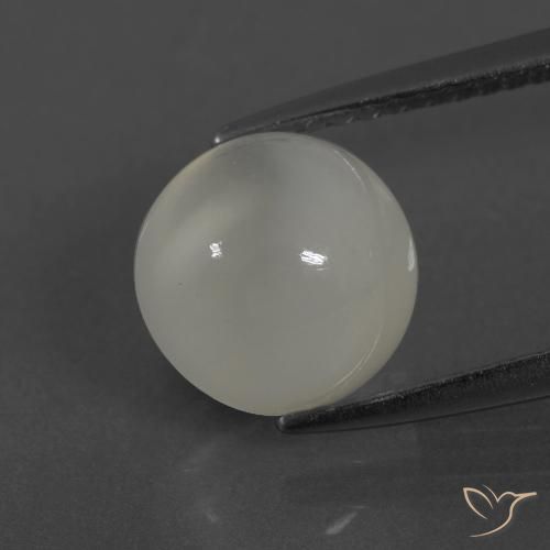 3.36ct 天然 暖白 月长石, 圆形的, 半透明