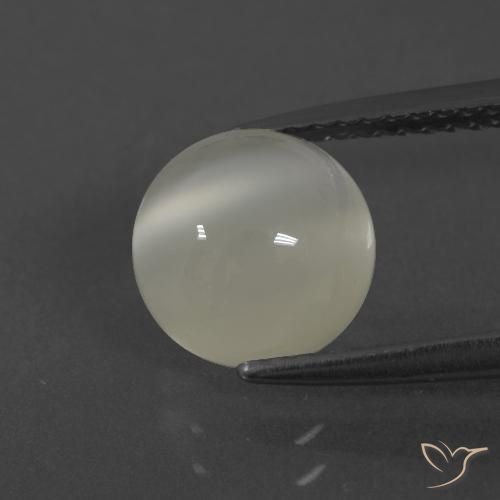 2.47ct 天然 暖白 月长石, 圆形的, 半透明