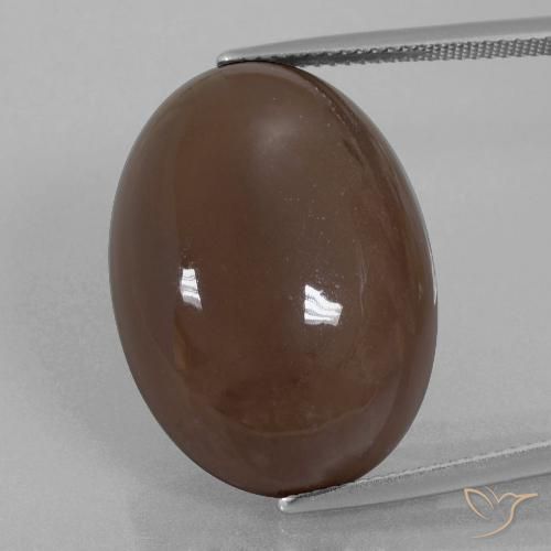 28.02ct 天然 巧克力棕 月长石, 椭圆形, 不透明