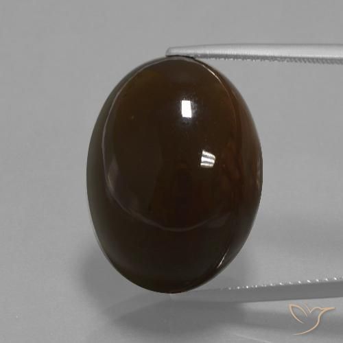 32.69ct 天然 暗棕色 月长石, 椭圆形, 不透明