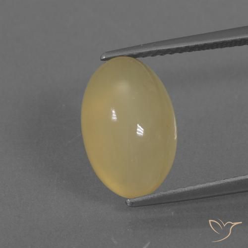 5.34ct 天然 第戎黄 月长石, 椭圆形, 半透明