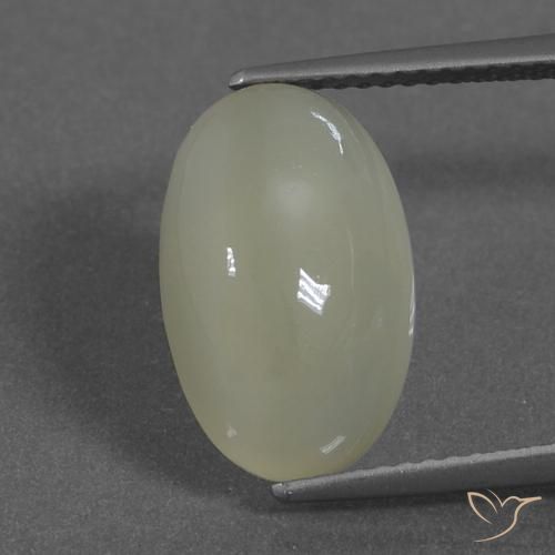 5.76ct 天然 灰黄绿色 月长石, 椭圆形, 半透明