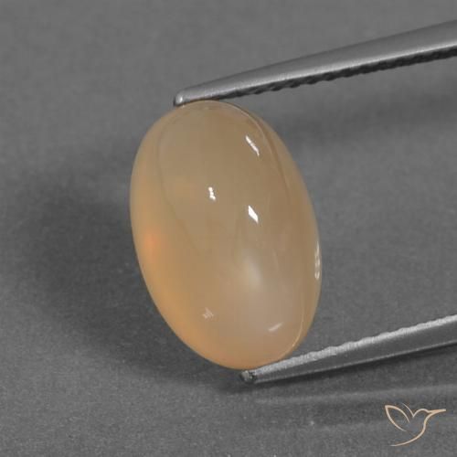5.30ct 天然 哈密瓜橙 月长石, 椭圆形, 半透明