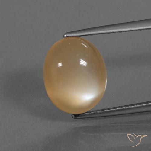 4.18ct 天然 橙奶油色 月长石, 椭圆形, 半透明