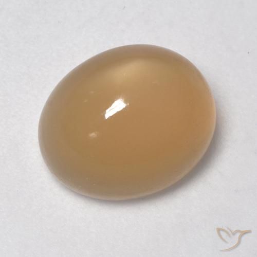 5.30ct 天然 哈密瓜橙 月长石, 椭圆形, 半透明