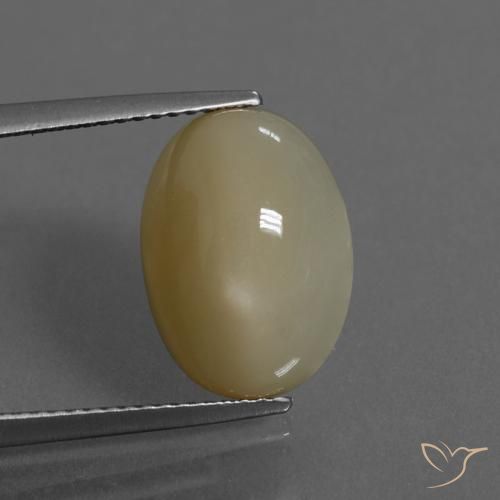 6.43ct 天然 浅黄棕 月长石, 椭圆形, 半透明