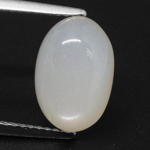 3.82克拉天然白色月光石，椭圆形切割，12×8.1毫米，半透明