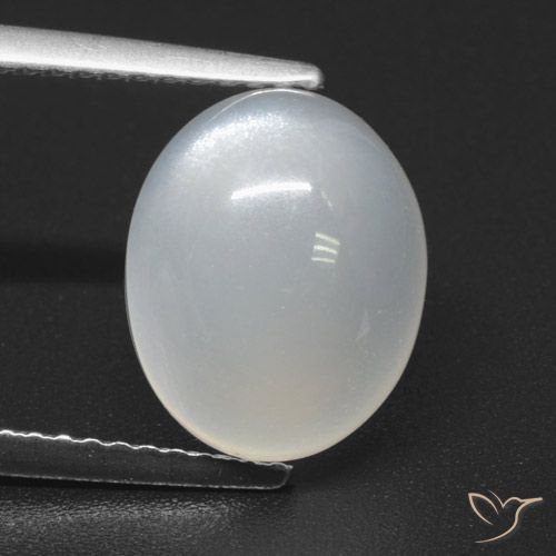 4.02克拉天然白色月光石，椭圆形切割，11.2×9毫米，半透明