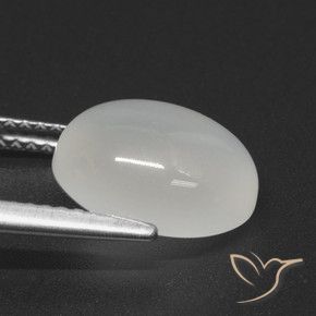 4.02克拉天然白色月光石，椭圆形切割，11.2×9毫米，半透明