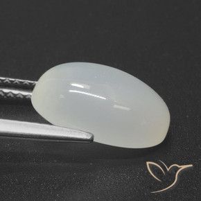 4.23克拉天然白色月光石，椭圆形切割，12.4×8.4毫米，半透明