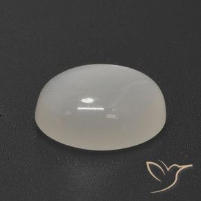 4.87克拉天然白色月光石，椭圆形切割，12.1×10.2毫米，半透明