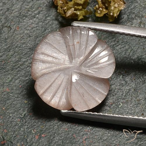 6.77ct 天然 浅焦糖棕 月长石, 花形切割, 半透明